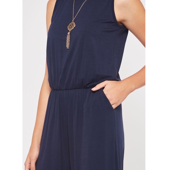 **SALE-ONLY 1 SMALL LEFT*Navy Sleeveless Jumpsuit - Picture 4 of 7